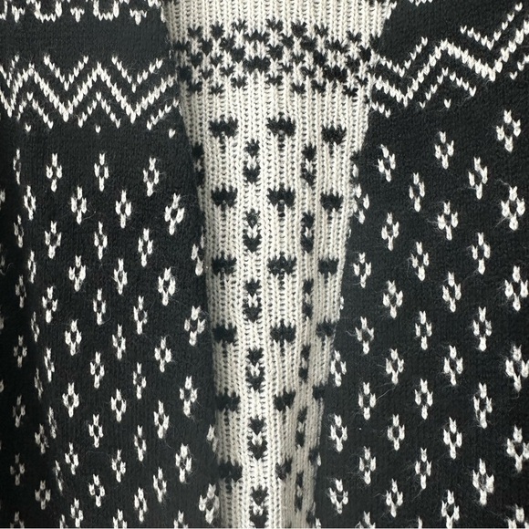 Talbots Black Fair Isle Open-Front Cardigan Sweater, MP - Picture 6 of 9